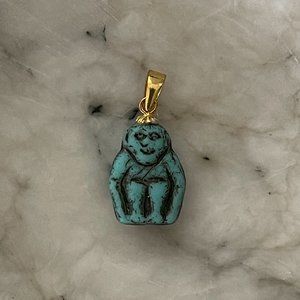 Sterling silver 925 gold vermeil vintage turquoise monkey pendant charm animal